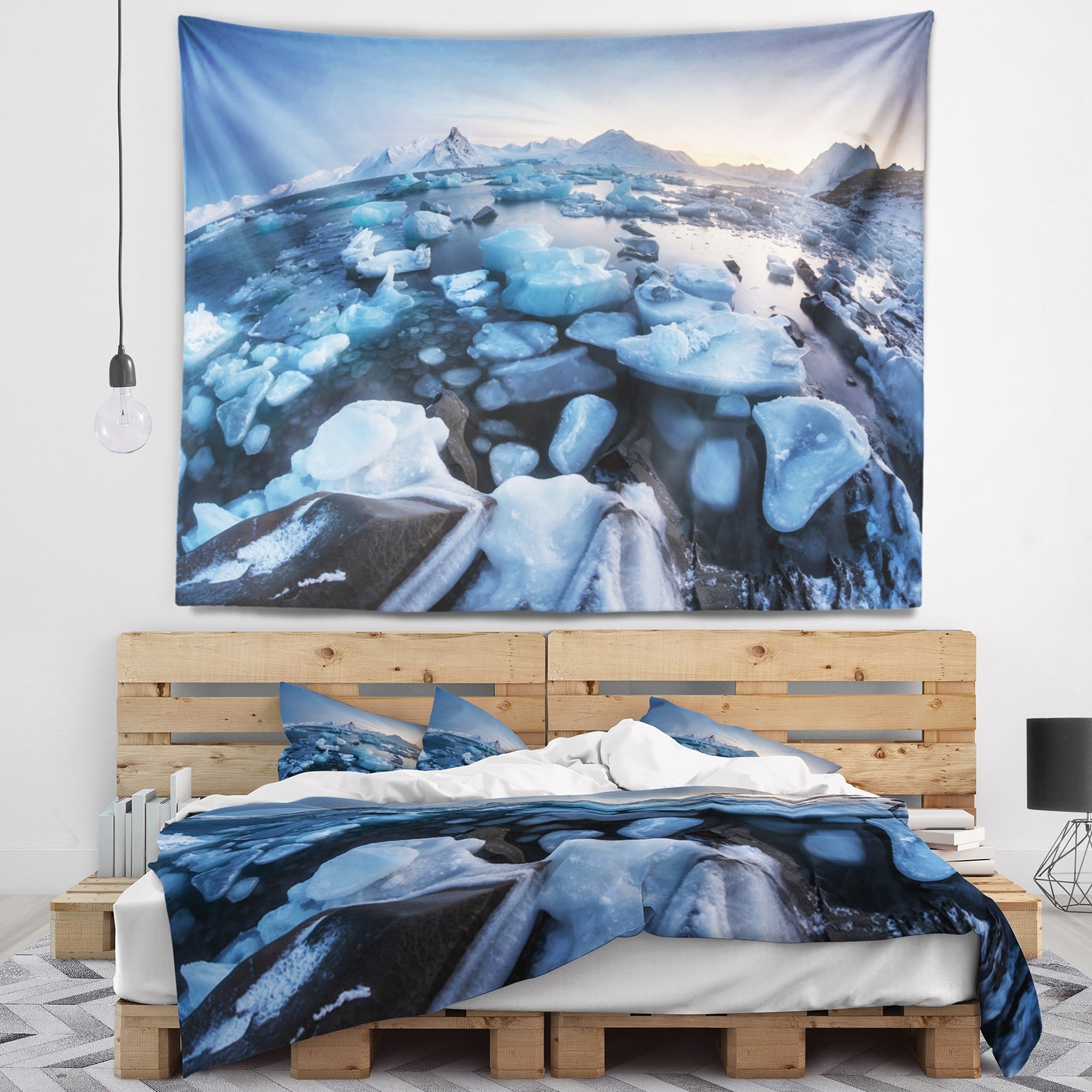 Designart Unusual Arctic Ice Landscape Seashore Wall Tapestry Overstock 20925076