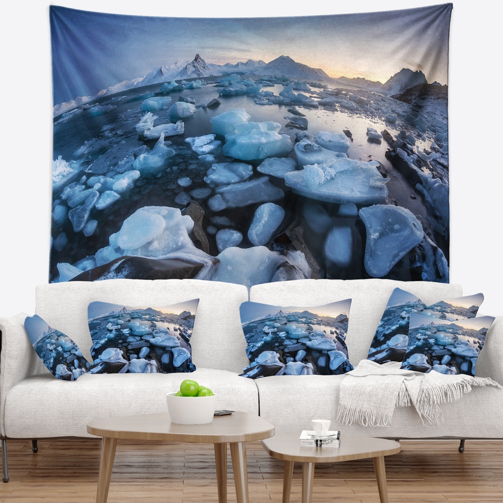 Designart Unusual Arctic Ice Landscape Seashore Wall Tapestry Overstock 20925076