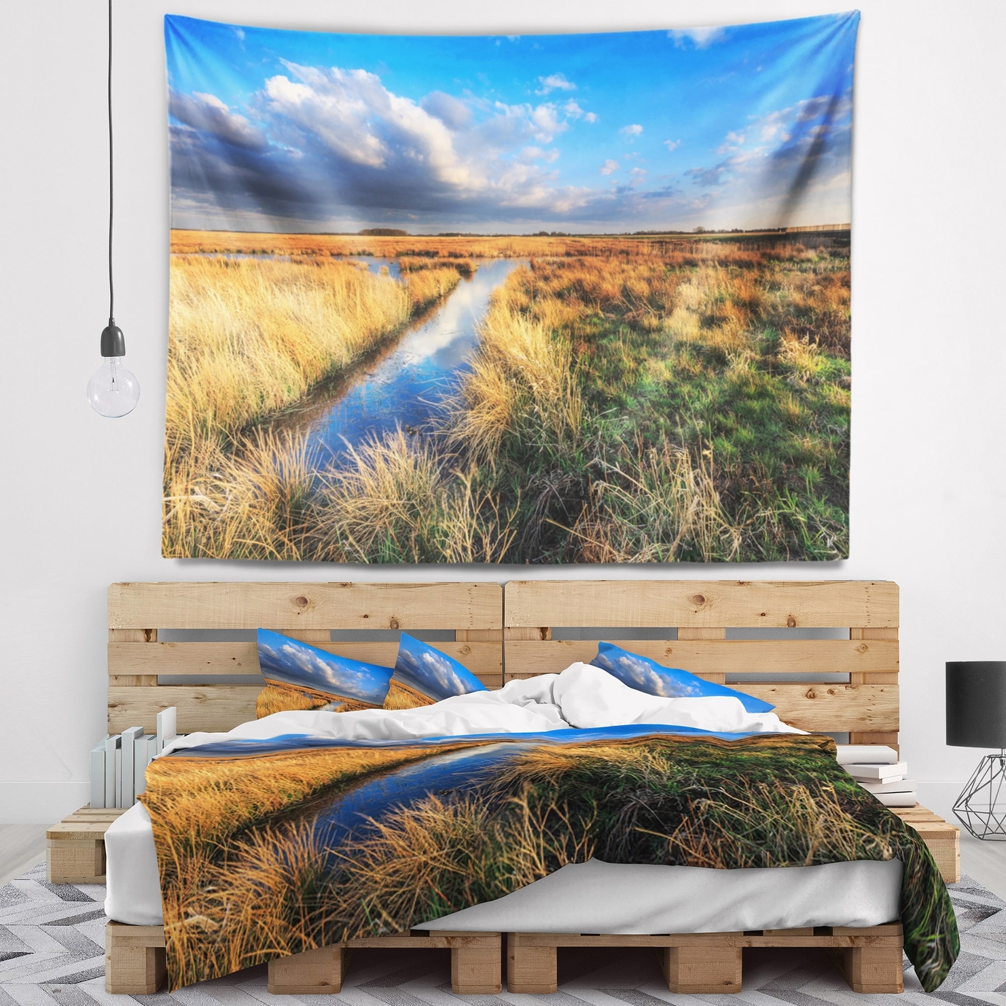 x 68 in x Large: 80 in Designart TAP14801-80-68 Beautiful Meadow with Blue Sky Landscape Tapestry Blanket D/écor Wall Art for Home and Office Created on Lightweight Polyester Fabric