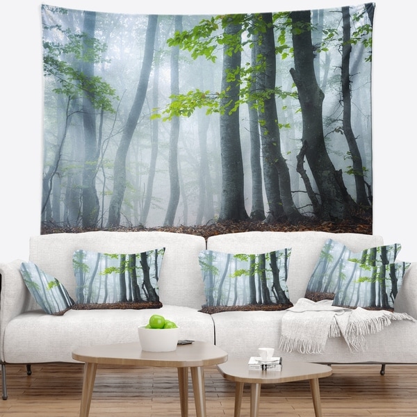 Designart 'Green Leaves in Old Forest' Landscape Photography Wall Tapestry