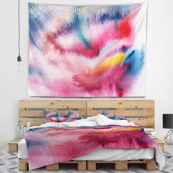 Designart 'Blue and Red Abstract Stain' Abstract Wall Tapestry