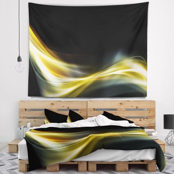 Designart 'Gold in Black Upward Lines' Abstract Wall Tapestry