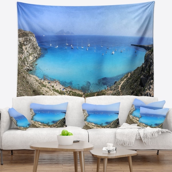 Designart 'Cala Rossa Beach Sicily Italy' Modern Seascape Wall Tapestry