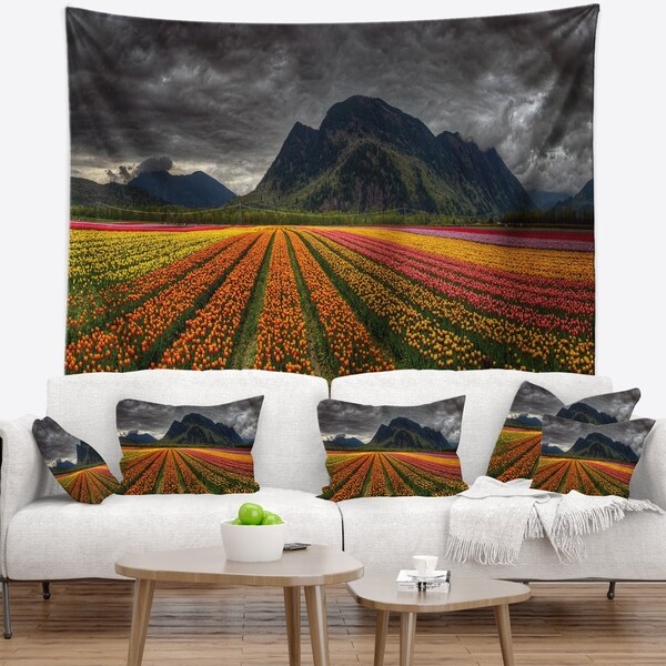 Designart Beautiful Colored Tulips Panorama Landscape Wall