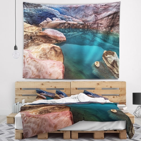 Designart 'Deep Glacier Cave in Blue' Landscape Wall Tapestry