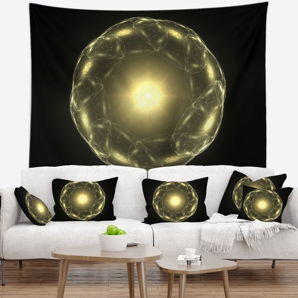 Designart 'Shiny Bright Yellow Radial Fractal Flower' Floral Wall Tapestry