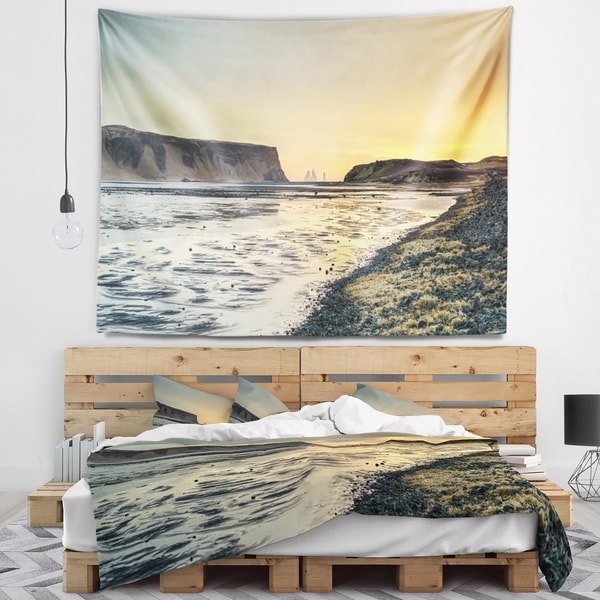 Designart 'Dyrholaey View Unto Reynisfjara' Seashore Wall Tapestry