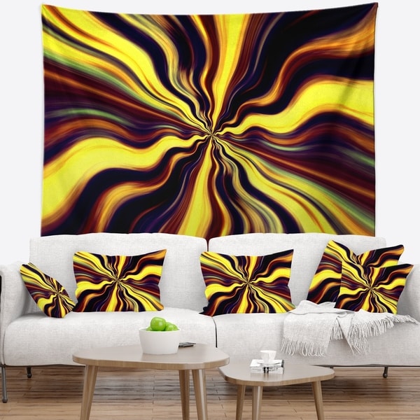 Designart 'Yellow Purple Black Fantasy' Abstract Wall Tapestry
