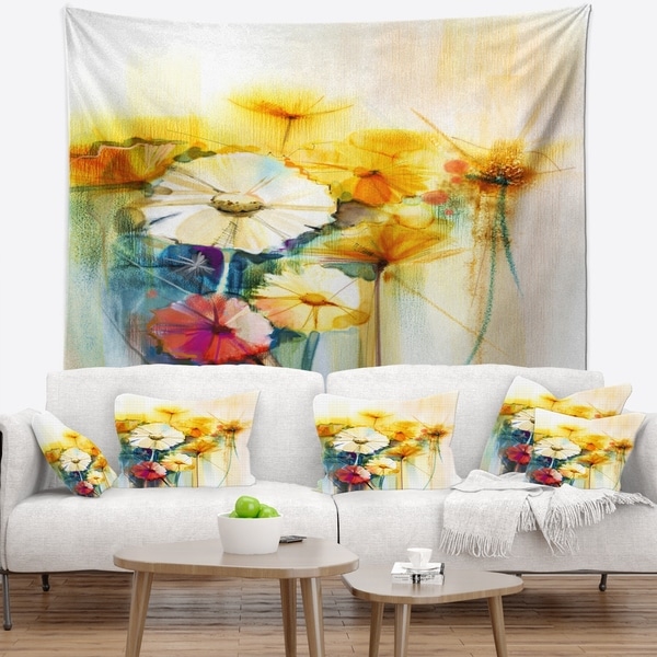 Yellow and 2025 white tapestry