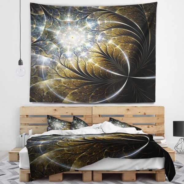 Designart 'Symmetrical Dark Golden Fractal Flower' Abstract Wall Tapestry