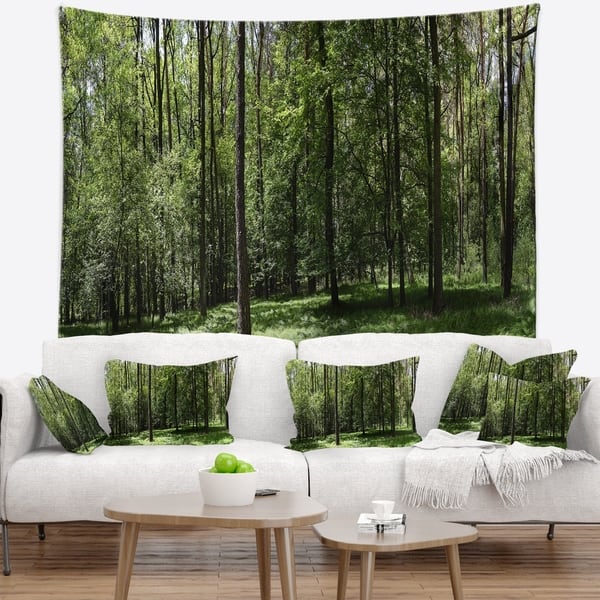 Designart 'Wild Green Forest Panorama' Oversized Forest Wall Tapestry ...