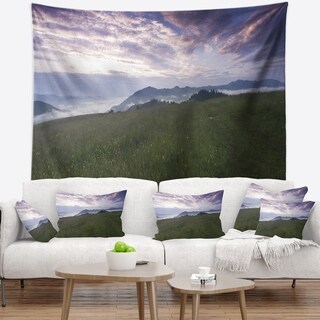 Designart 'Mountain Plateau at Evening' Landscape Wall Tapestry - Bed ...