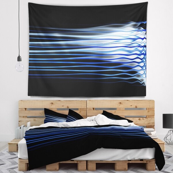 Designart 'Dark Blue Fractal Waves' Abstract Wall Tapestry