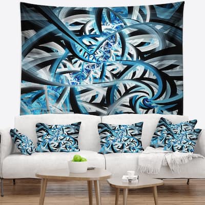 Designart 'Blue Spiral Fractal Design' Abstract Wall Tapestry