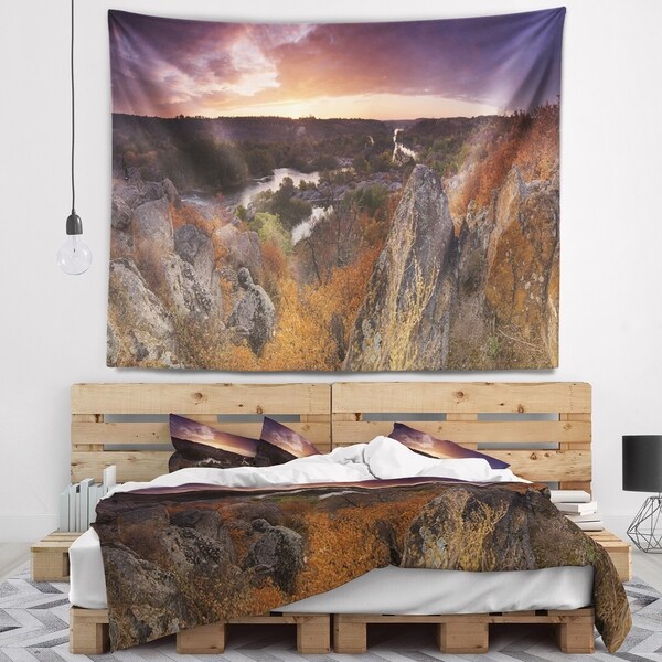 Designart 'Rural Autumn Sunset Panorama' Landscape Wall Tapestry