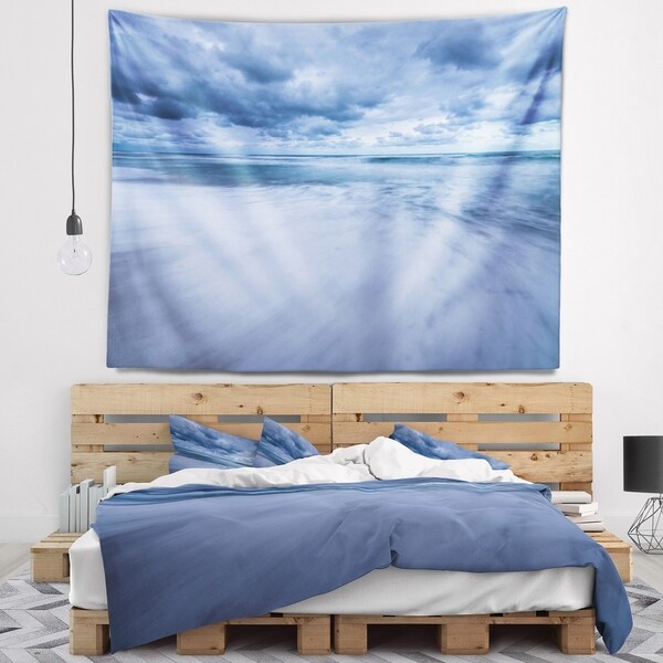 Designart 'Stormy Clouds Over Ocean' Modern Seascape Wall Tapestry