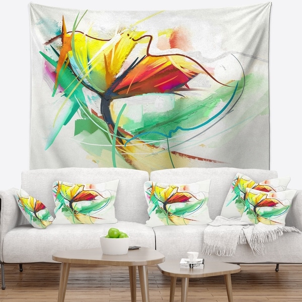 Designart 'Still Life of Yellow Red Color Flower' Floral Wall Tapestry