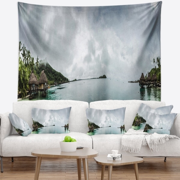 Designart 'Amazing Bora Bora Panoramic View' Seascape Wall Tapestry