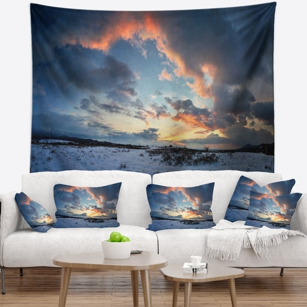 Designart 'Dark Winter Sky' Landscape Photography Wall Tapestry