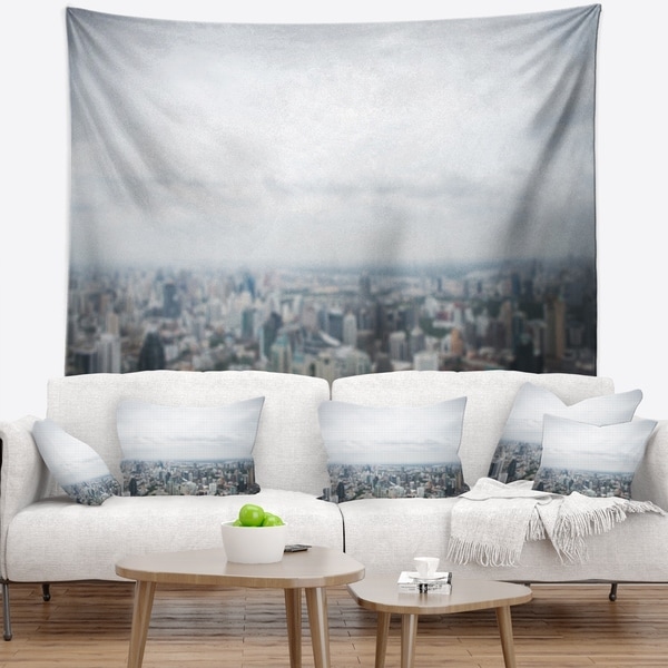 Designart 'Panoramic Aerial View of Big City' Landscape Wall Tapestry
