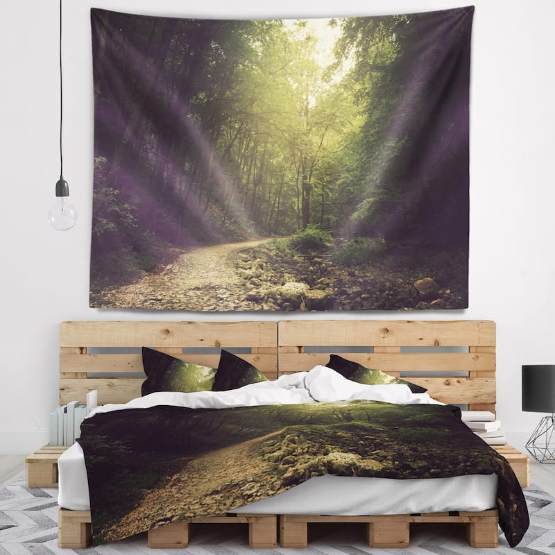 Designart 'Wild Way into the Dark Forest' Forest Wall Tapestry - Bed ...