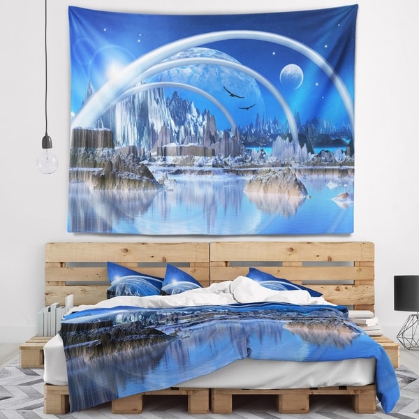 Designart 'Blue Fantasy Landscape' Landscape Wall Tapestry