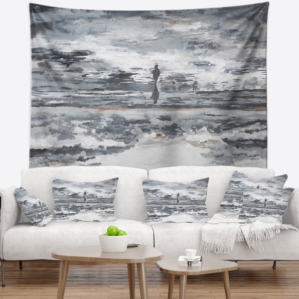 Designart 'Running Horse Through Water' Abstract Wall Tapestry