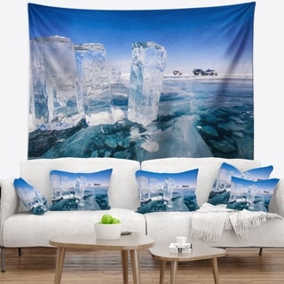 Designart 'Blue Ice and Off road Cars' Landscape Wall Tapestry - Bed ...