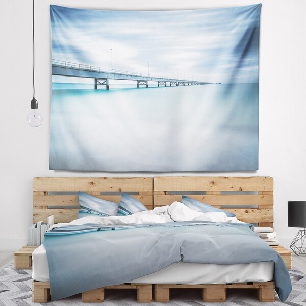 Designart 'Industrial Pier Side view' Seascape Wall Tapestry