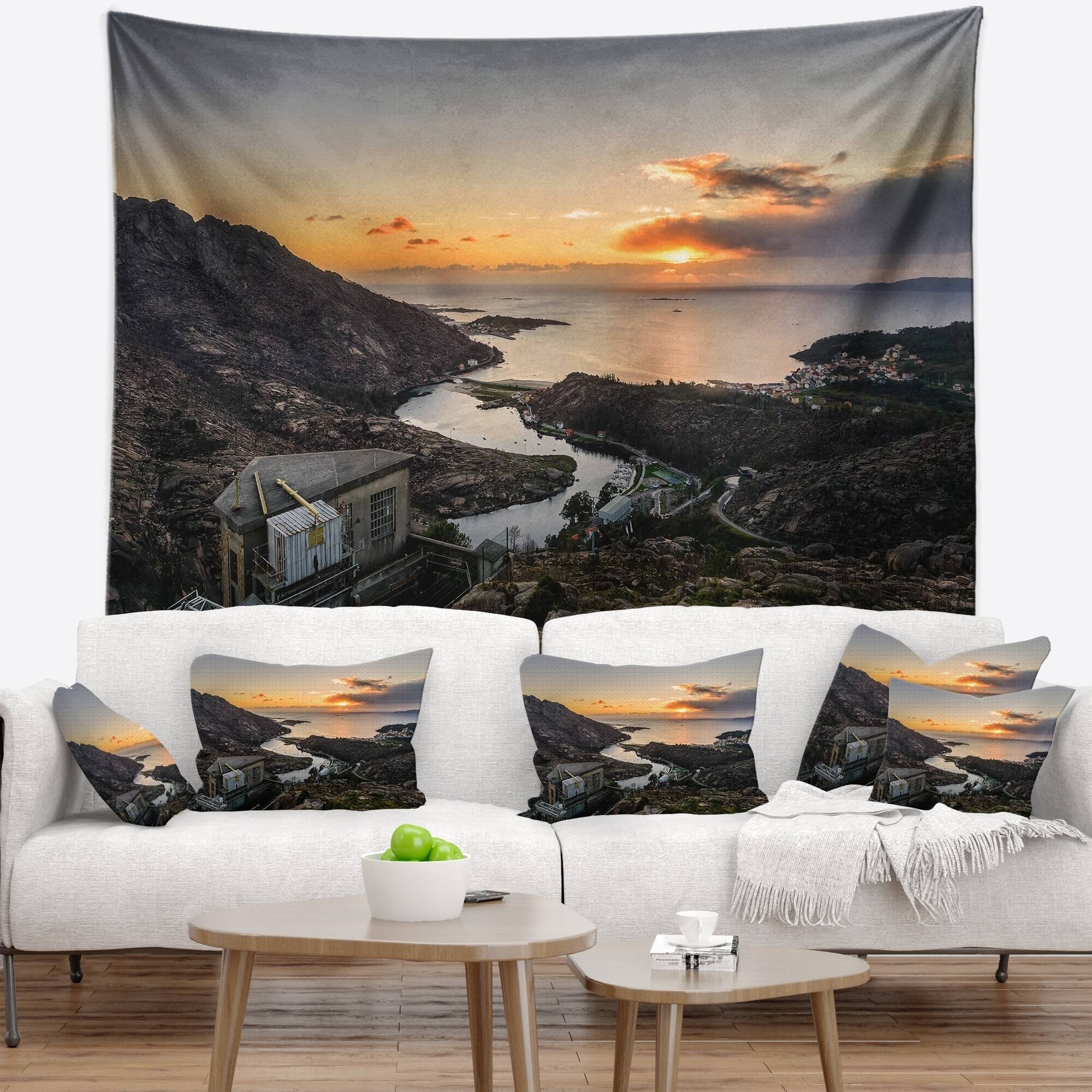 Designart 'Ezaro Panorama Galicia Spain' Landscape Wall Tapestry - Bed ...