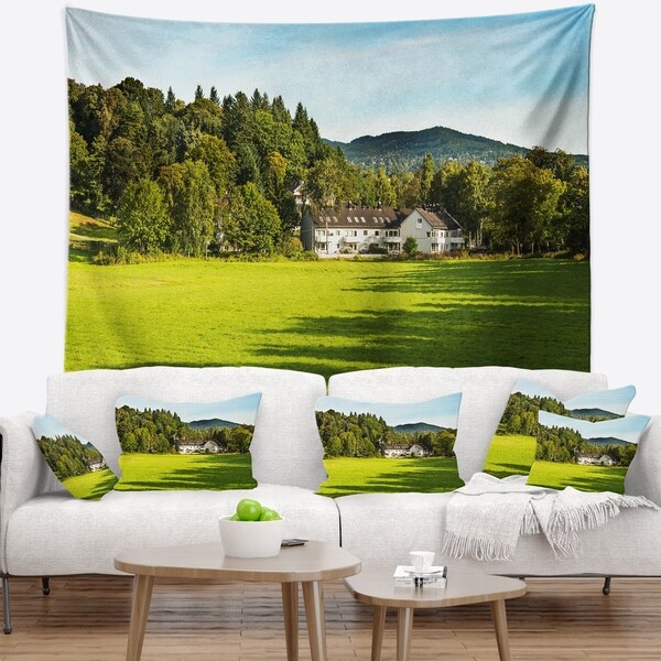 Designart 'Alone Farmhouse in Meadow' Landscape Wall Tapestry