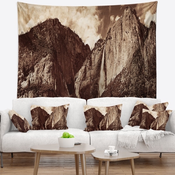 Designart 'Yosemite Waterfall Panorama' Seashore Wall Tapestry