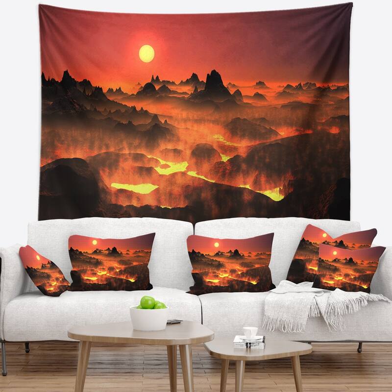 Designart 'Burning Volcano Country' Landscape Wall Tapestry - Bed Bath ...