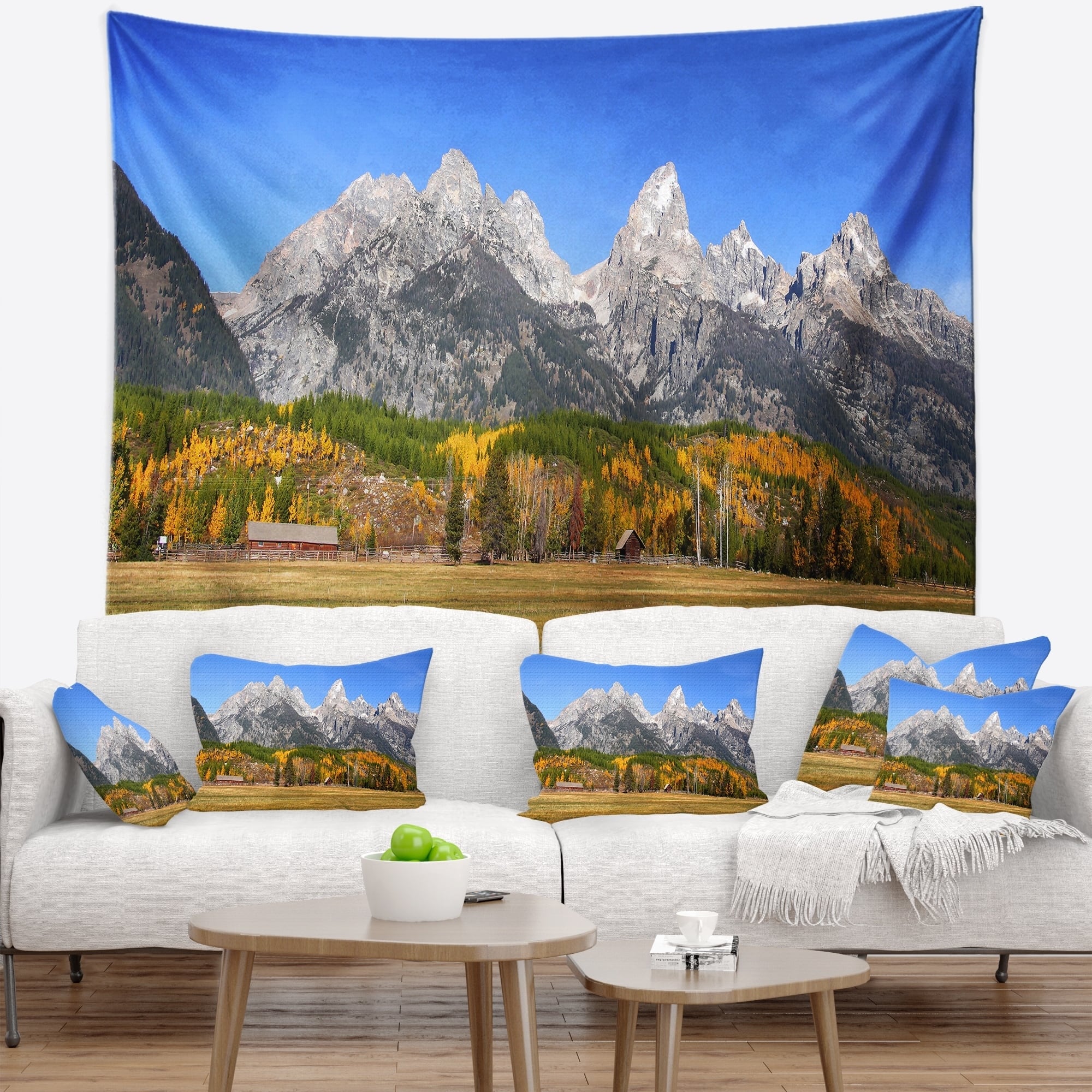 Designart 'grand Tetons Panorama' Landscape Wall Tapestry - Bed Bath 