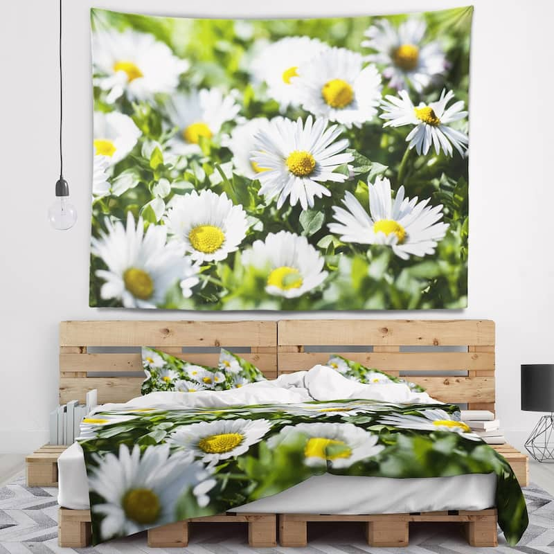 Designart 'spring Background With White Flowers' Floral Wall Tapestry 