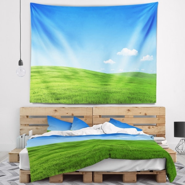 Designart 'Calm Green Meadow' Landscape Wall Tapestry