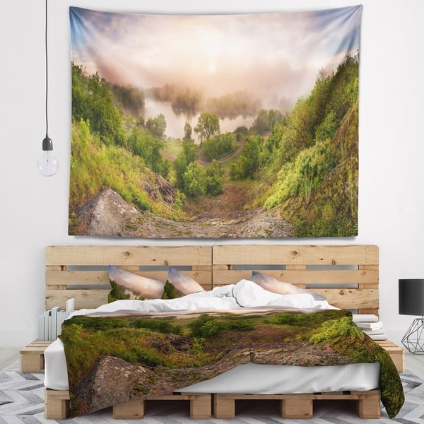 Designart 'Rising Above the River Mist' Landscape Photo Wall Tapestry