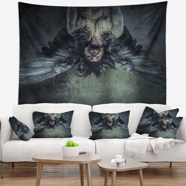Designart 'Fallen Angel of Death' Abstract Portrait Wall Tapestry
