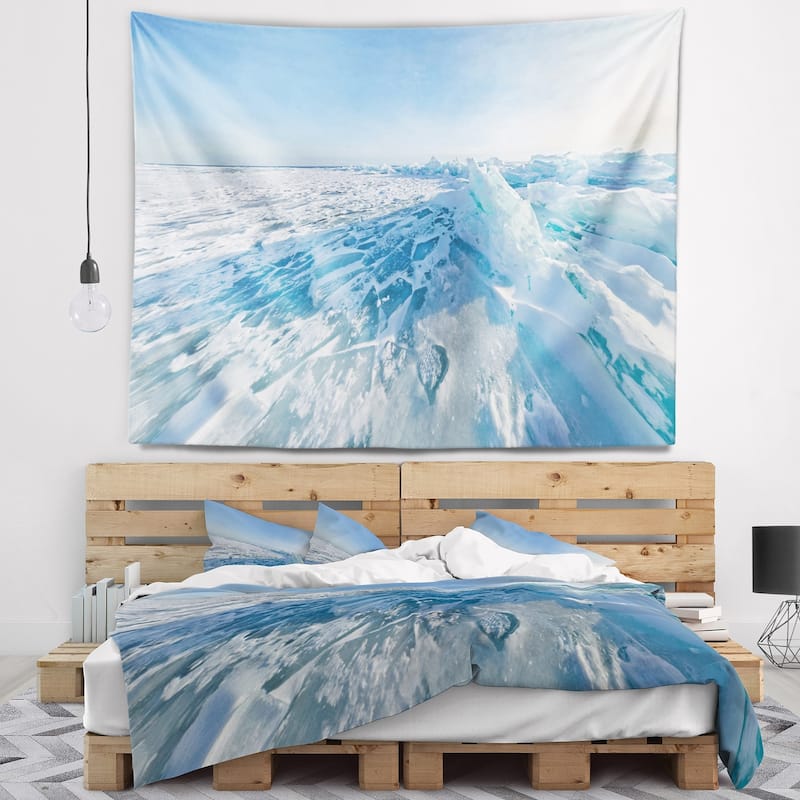 Designart 'Ice Hummocks in Lake Baikal Siberia' Landscape Wall Tapestry ...