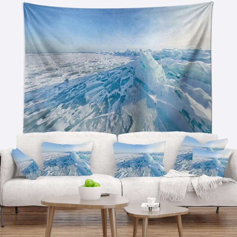 Designart 'Ice Hummocks in Lake Baikal Siberia' Landscape Wall Tapestry ...