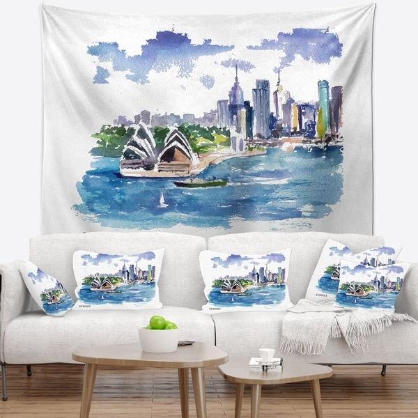 Designart 'Australia Vector Illustration' Cityscape Painting Wall Tapestry