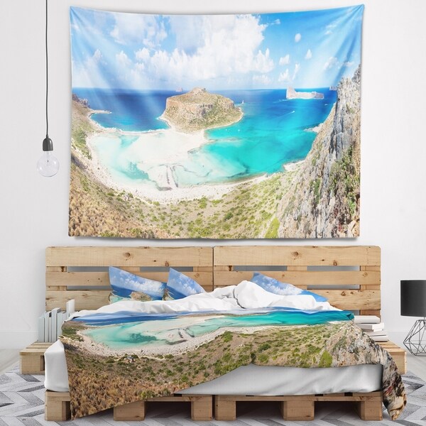 Designart 'Balos Beach at Crete Island Greece' Oversized Beach Wall Tapestry