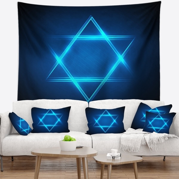 Designart 'Neon Star of David' Abstract Wall Tapestry