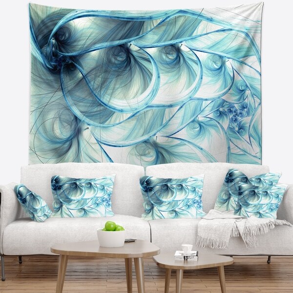 Designart 'Light Blue Fractal Flower Soft Pattern' Floral Wall Tapestry