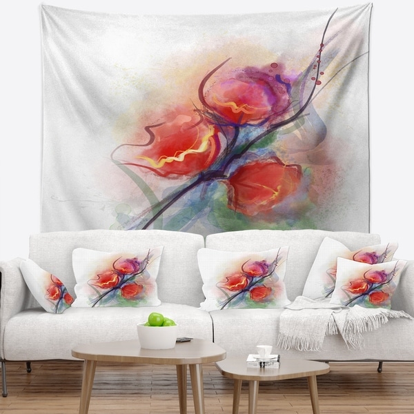 Designart 'Soft Floral Watercolor on Splashes' Floral Wall Tapestry