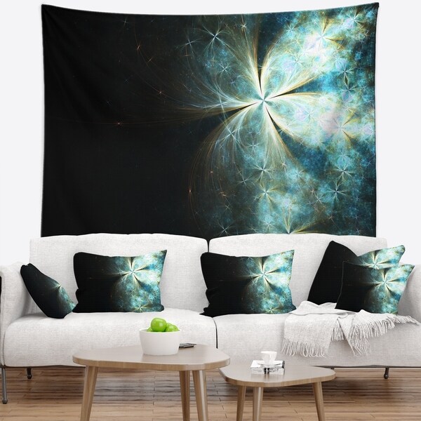 Designart 'Glittering Gold Purple Fractal Flower' Floral Wall Tapestry