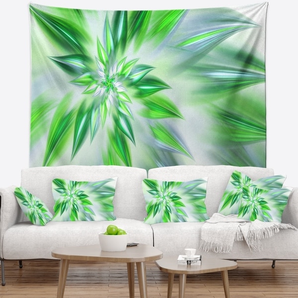 Designart 'Exotic Dance of Green Petals' Floral Wall Tapestry