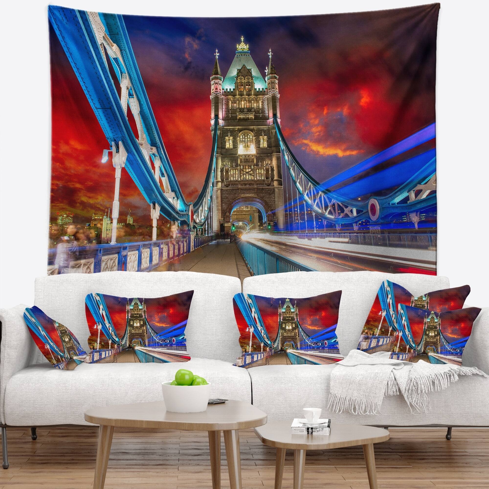 Designart 'Storm Over Tower Bridge at Night' Cityscape Photo Wall ...