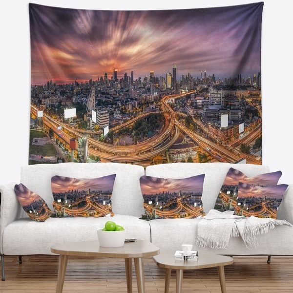 Designart 'Bangkok S Shaped Express Way' Cityscape Wall Tapestry