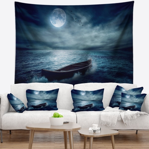 Designart 'Boat Driftinga Away from the Past' Landscape Wall Tapestry
